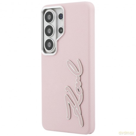 Karl Lagerfeld nakładka Grained Signature Metal Resin Logo do Samsung Galaxy S26 Ultra różowa