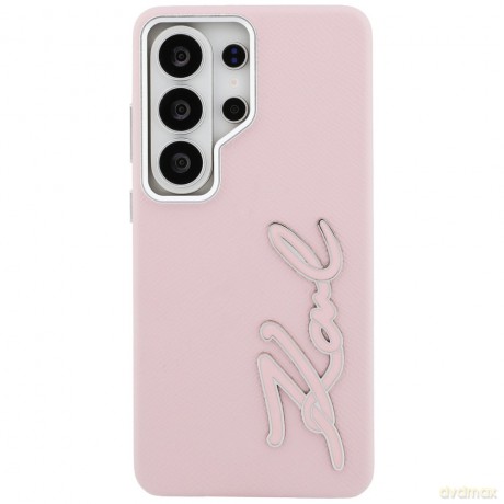 Karl Lagerfeld nakładka Grained Signature Metal Resin Logo do Samsung Galaxy S26 Ultra różowa