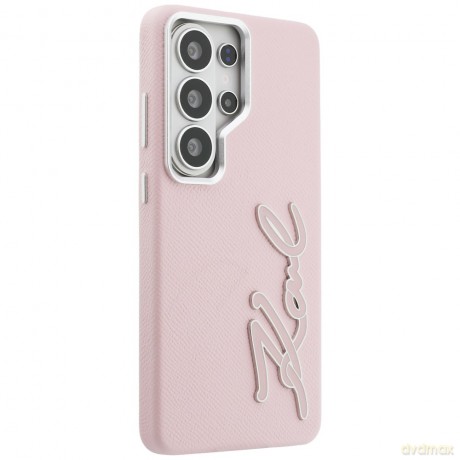 Karl Lagerfeld nakładka Grained Signature Metal Resin Logo do Samsung Galaxy S26 Ultra różowa