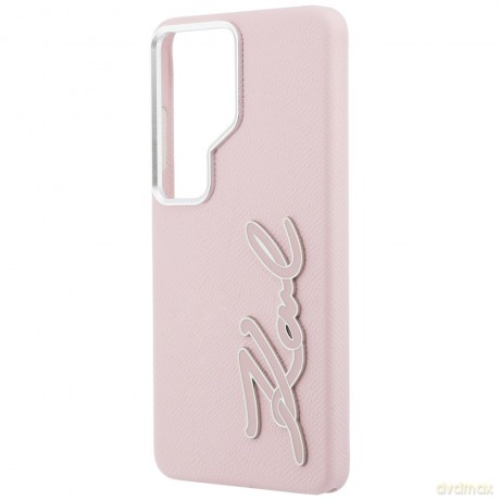 Karl Lagerfeld nakładka Grained Signature Metal Resin Logo do Samsung Galaxy S26 Ultra różowa