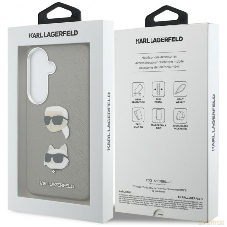 Karl Lagerfeld nakładka Saffiano Double Heads Metal do Samsung Galaxy S26 srebrna