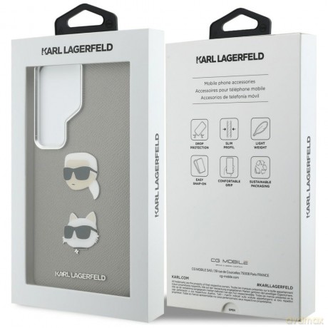 Karl Lagerfeld nakładka Saffiano Double Heads Metal do Samsung Galaxy S26 Ultra srebrna