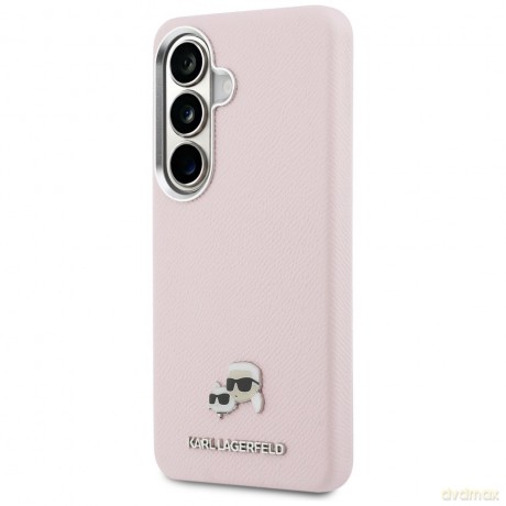 Karl Lagerfeld nakładka Saffiano KC Metal Logo MagSafe do Samsung Galaxy S26 Plus różowa