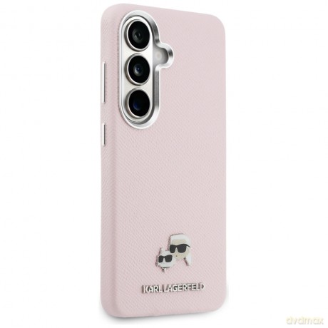 Karl Lagerfeld nakładka Saffiano KC Metal Logo MagSafe do Samsung Galaxy S26 Plus różowa