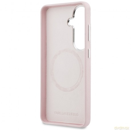 Karl Lagerfeld nakładka Saffiano KC Metal Logo MagSafe do Samsung Galaxy S26 Plus różowa