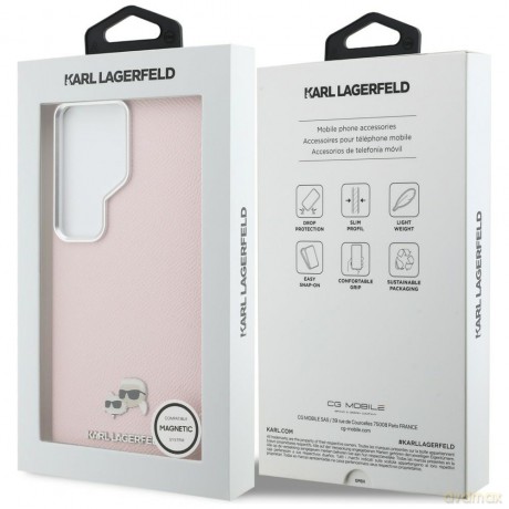 Karl Lagerfeld nakładka Saffiano KC Metal Logo MagSafe do Samsung Galaxy S26 Ultra różowa
