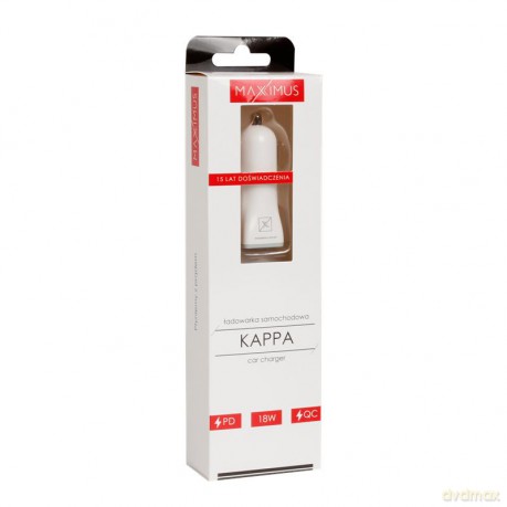 Ładowarka samochodowa MX KAPPA 18W PD+QC, USB-A+C WHITE/BIAŁY