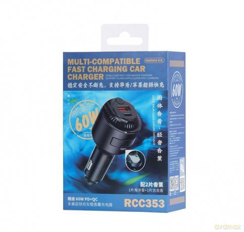 Ładowarka samochodowa REMAX YATOY SERIES WITH SCENT 60W PD QC RCC353 1xUSB +1xUSB-C BLACK