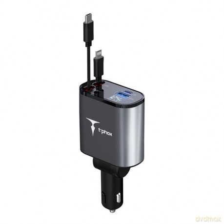 Ładowarka samochodowa T-PHOX FLEXIT 4w1 86W SZARA