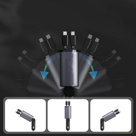 Ładowarka samochodowa T-PHOX FLEXIT 4w1 86W SZARA