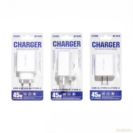 Ładowarka sieciowa KIDDY SERIES 45W RP-U139 2xUSB-C/1xUSB WHITE