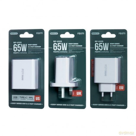Ładowarka sieciowa KIDDY SERIES 65W RP-U125 USB/USB-C WHITE