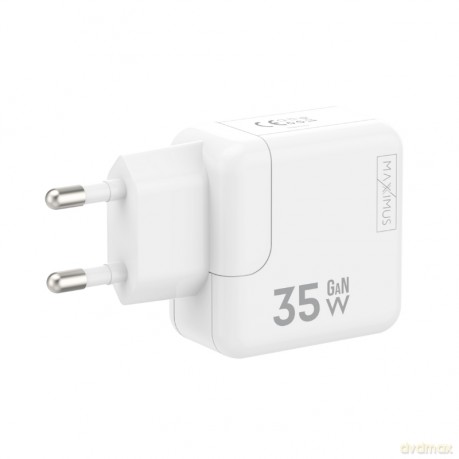 Ładowarka sieciowa MX Burst GaN PD 35W, 2xUSB-C + kabel PD 65W C/C, WHITE/BIAŁY