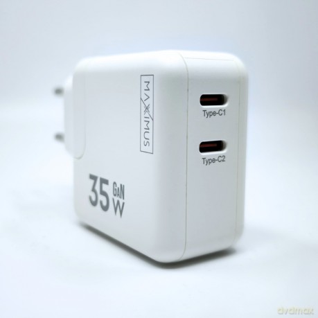 Ładowarka sieciowa MX Burst GaN PD 35W, 2xUSB-C + kabel PD 65W C/C, WHITE/BIAŁY