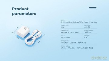 Ładowarka sieciowa REMAX PRIME II SERIES 20W RP-U5 + KABEL USB-C/LIGHTNING 1M