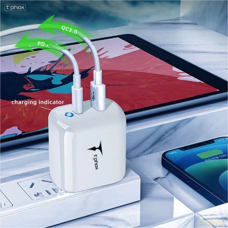 Ładowarka sieciowa T-PHOX GLORY 45W USB/USB-C WHITE