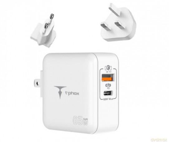 Ładowarka sieciowa T-PHOX MEGA T-PP09 GAN PD 65W USB/USB-C WHITE