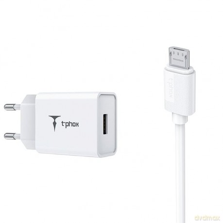 Ładowarka sieciowa T-PHOX MINI-EU MICRO USB WHITE 1.2M 2.4A