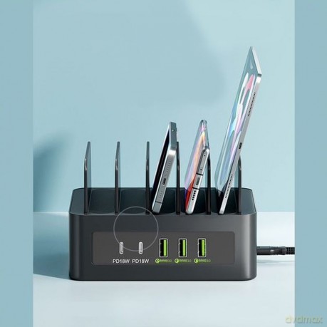 Ładowarka sieciowa T-PHOX POWERHUB DUAL PORT 100W 2xUSB-C/3xUSB BLACK
