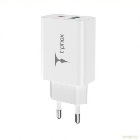 Ładowarka sieciowa T-PHOX SPEEDY USB-C 20W + USB 18W QC 3.0 BIAŁA/WHITE