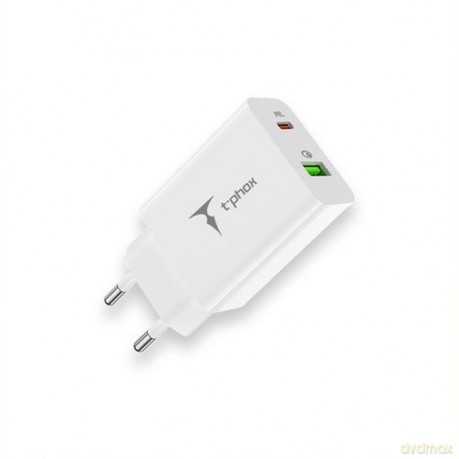 Ładowarka sieciowa T-PHOX SPEEDY USB-C 20W + USB 18W QC 3.0 BIAŁA/WHITE