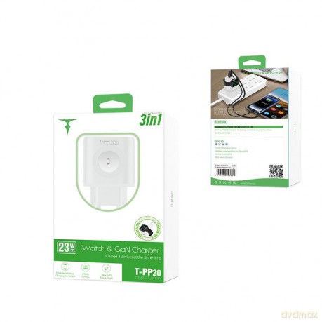 Ładowarka sieciowa T-PHOX T-PP20 GAN Apple Watch 3w1 WHITE