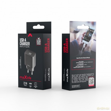 Maxlife ładowarka sieciowa MXTC-11 1x USB 2,1A czarna
