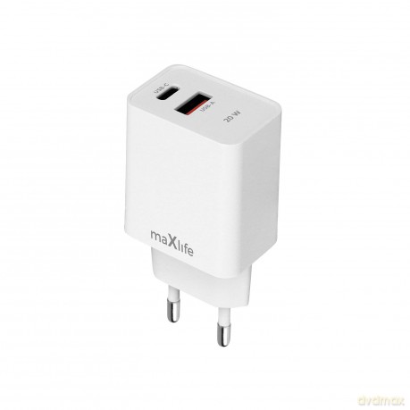 Maxlife ładowarka sieciowa PD QC MXTC-13-20AC 1x USB-C 1x USB 20W biała