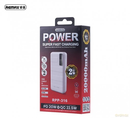POWERBANK REMAX NOAH SERIES 20000mAh RPP-316 PD 20W+ QC 22,5W BLUE