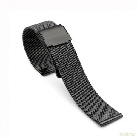 Regulowany pasek ze stali nierdzewnej do zegarka/smartwatch 20mm, BLACK/CZARNY
