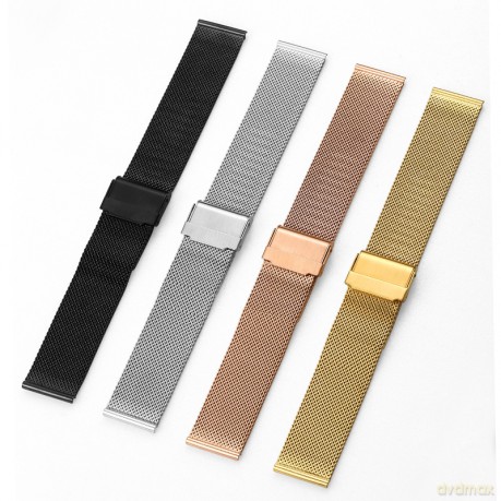 Regulowany pasek ze stali nierdzewnej do zegarka/smartwatch 20mm, BLACK/CZARNY