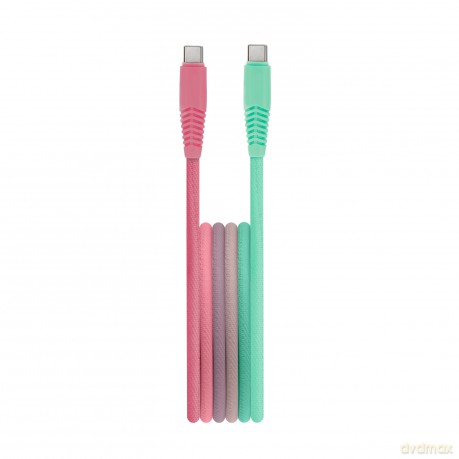 Setty kabel USB-C - USB-C 1,5 m 3A KGC-C-1.5320 gradient turkusowo-różowy