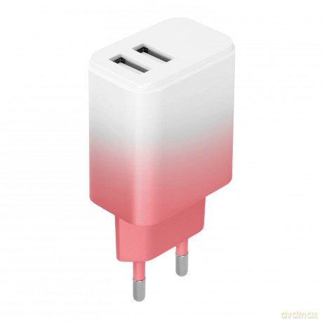Setty ładowarka sieciowa 2x USB 18W LSIG-AA-20 gradient biało-różowa