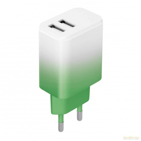 Setty ładowarka sieciowa 2x USB 18W LSIG-AA-20 gradient miętowo-biała