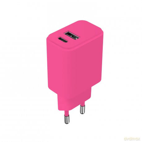 Setty ładowarka sieciowa USB + USB-C 20W LSIM-AC-206 różowa