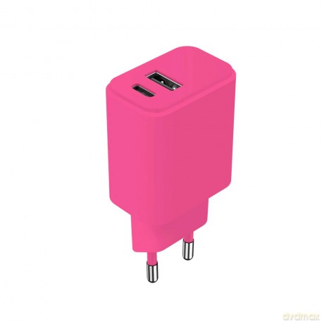 Setty ładowarka sieciowa USB + USB-C 20W LSIM-AC-206 różowa