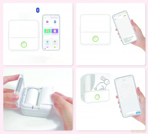 Setty Mini drukarka termiczna bluetooth DT1-0 biała