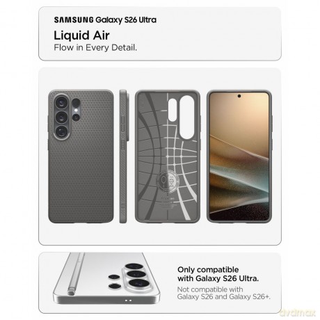 Spigen nakładka Liquid Air do Samsung Galaxy S26 Ultra marmurowa szara