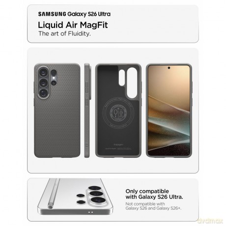 Spigen nakładka Liquid Air Mag Magsafe do Samsung Galaxy S26 Ultra marmurowa szara