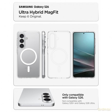 Spigen nakładka Ultra Hybrid Mag Magsafe do Samsung Galaxy S26 przezroczysta/biała