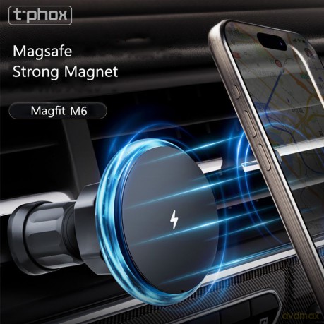 Uchwyt Samochodowy T-Phox M6 Magnetic Wireless Do Kratki Black