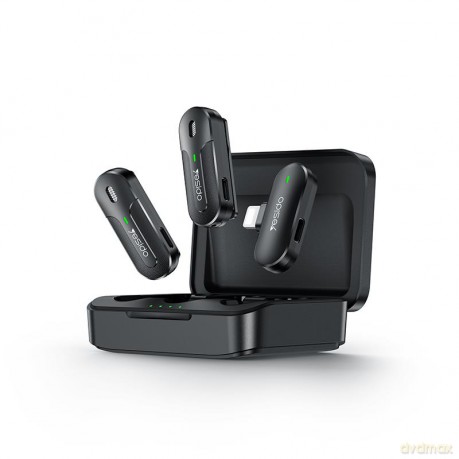 Yesido KR16 Mikrofon MEMS 2szt. na Klips Lightning, Wireless 2.4GHz, BLACK/CZARNY