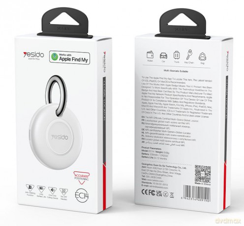 Yesido Lokalizator EC14 MFI Air Tag 240 mAh, WHITE / BIAŁY
