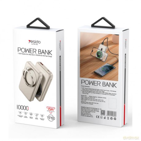 Yesido Powerbank YP60 10 000 mAh 22.5W USB-A + USB-C PD20W + 15W MagSafe, ZŁOTY