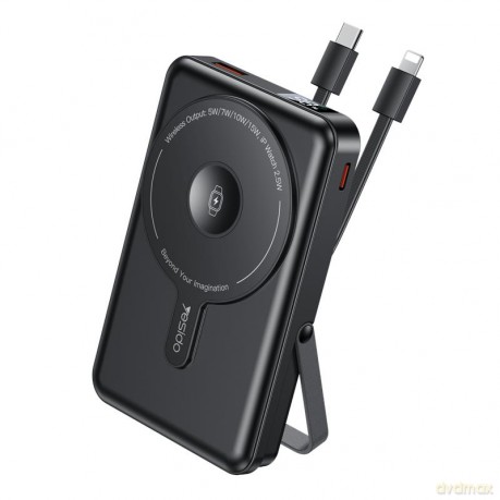 Yesido Powerbank YP72 10 000 mAh 22.5W USB-A+C + kabel USB-C+iP, CZARNY
