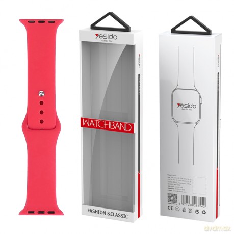 Yesido WB44 Silikonowy Pasek do Apple Watch S 42/44/45 (97+118) #54 ROSE RED/CZERWONY