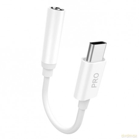 Adapter audio Dudao L16C Pro USB-C do mini jack 3.5 mm - biały