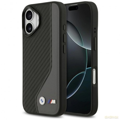 Etui BMW M Carbon Logo MagSafe na iPhone 17 - czarno-szare