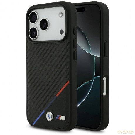 Etui BMW M Carbon Tricolor Line MagSafe na iPhone 17 Pro - czarne