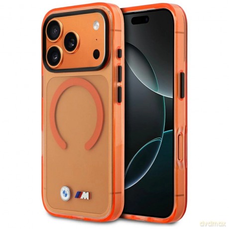 Etui BMW M IML Metal Logos MagSafe na iPhone 17 Pro Max - promarańczowe